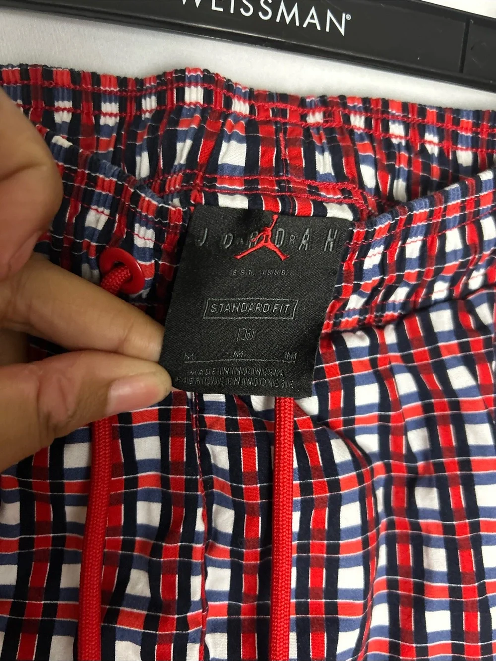 Nike Jordan Paris Saint-Germain Red Plaid Athletic Shorts